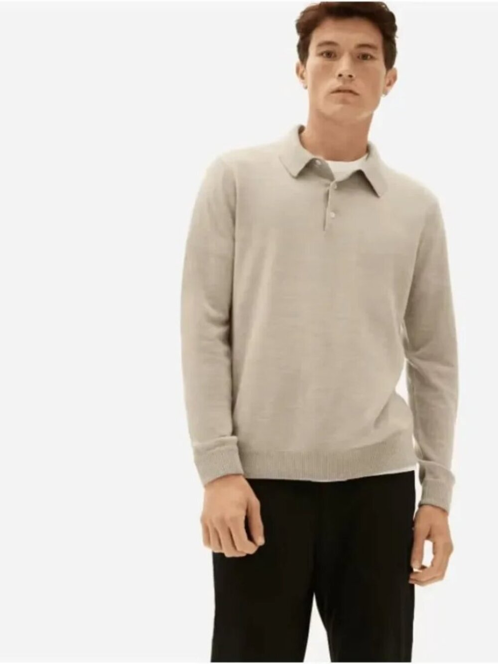 NWOT Everlane Mens Oat Soft Easy Merino Polo Sweater Size Large
